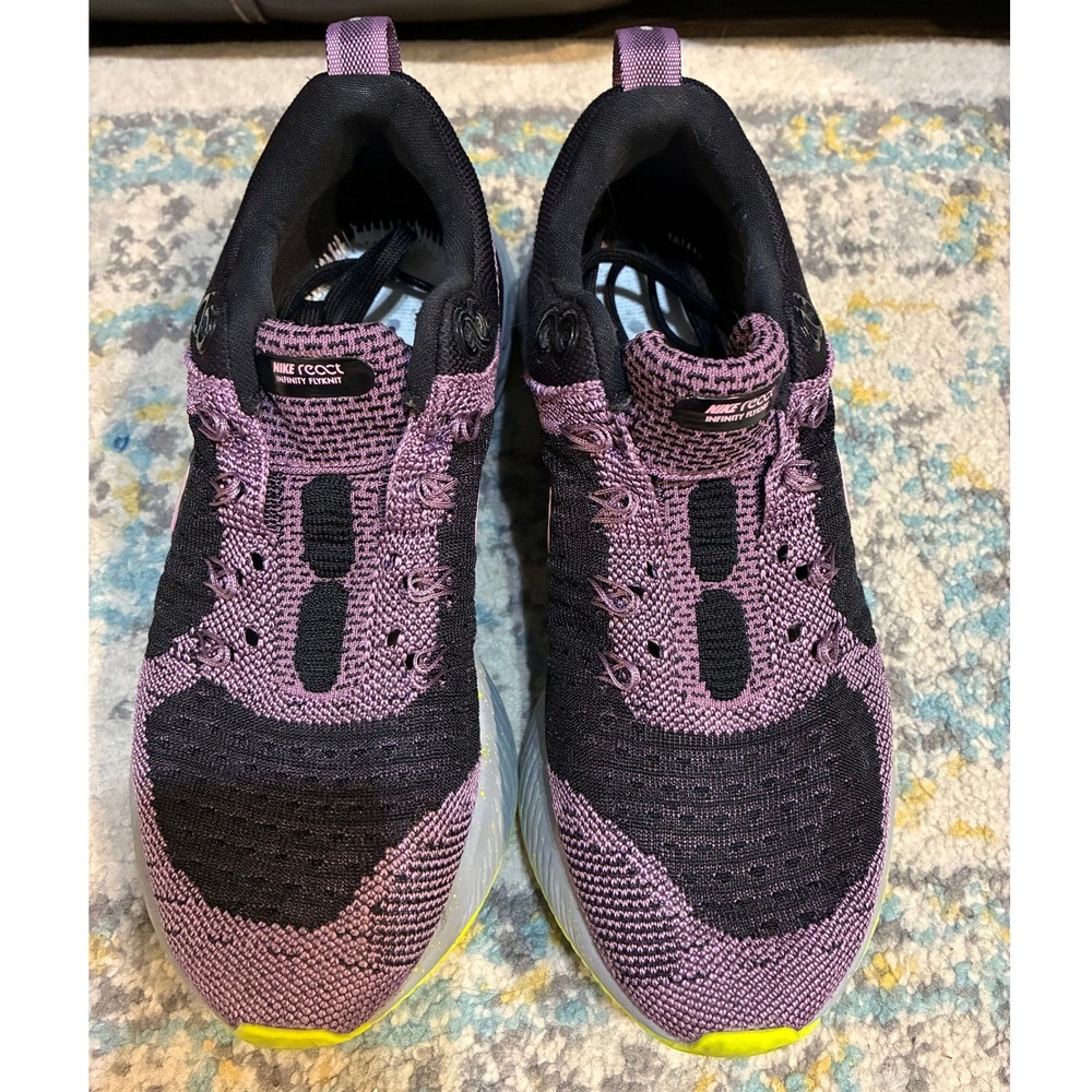 Nike React Infinity Flyknit 2 Womens 6.5 Running Shoes Purple Black CT2423-500